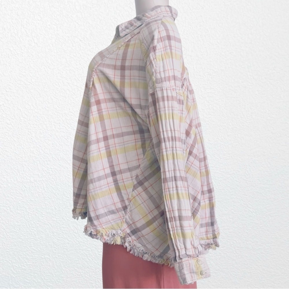 We the Free Oversized Pink Plaid Seeking Starlight Shirt Shacket SZ M - Picture 7 of 12